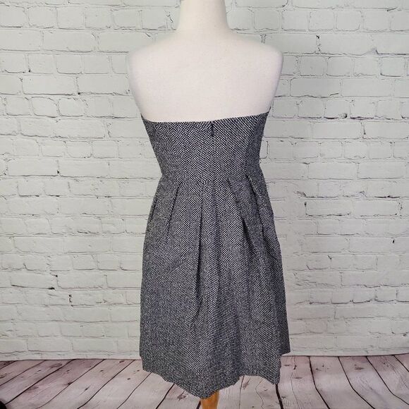 J Crew pleated strapless Black White Dress cotton sz 4 - Picture 4 of 5